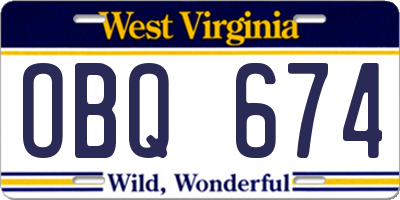 WV license plate OBQ674