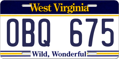 WV license plate OBQ675