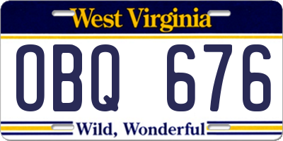 WV license plate OBQ676