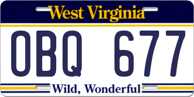 WV license plate OBQ677
