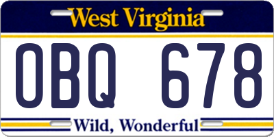 WV license plate OBQ678