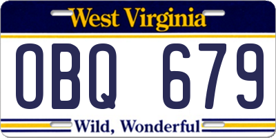 WV license plate OBQ679
