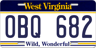 WV license plate OBQ682