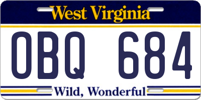 WV license plate OBQ684