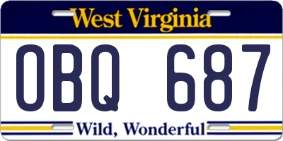 WV license plate OBQ687