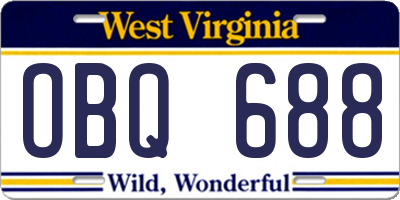 WV license plate OBQ688