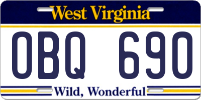WV license plate OBQ690
