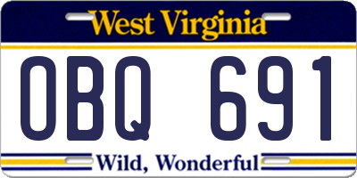 WV license plate OBQ691