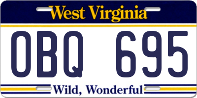 WV license plate OBQ695