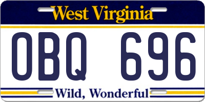 WV license plate OBQ696