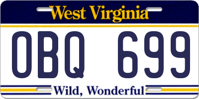 WV license plate OBQ699