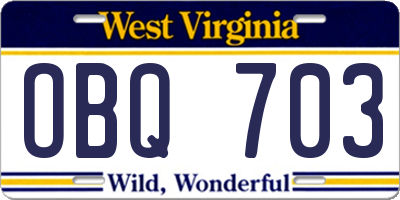 WV license plate OBQ703