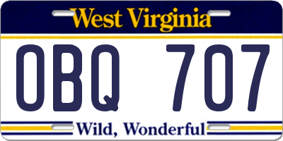 WV license plate OBQ707