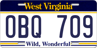 WV license plate OBQ709
