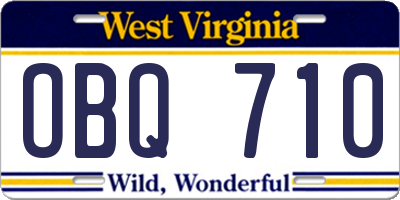 WV license plate OBQ710
