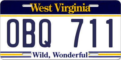 WV license plate OBQ711
