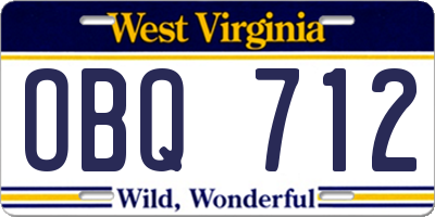 WV license plate OBQ712