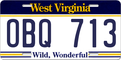 WV license plate OBQ713