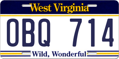 WV license plate OBQ714