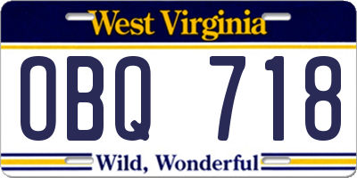 WV license plate OBQ718