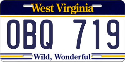 WV license plate OBQ719