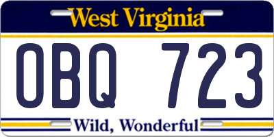 WV license plate OBQ723