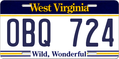 WV license plate OBQ724