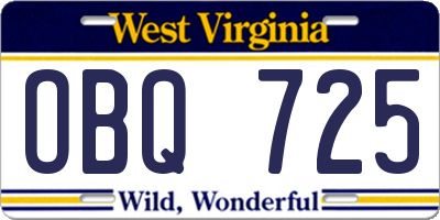 WV license plate OBQ725