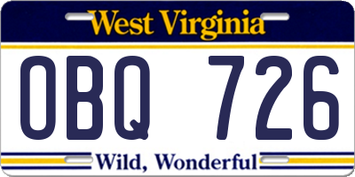 WV license plate OBQ726