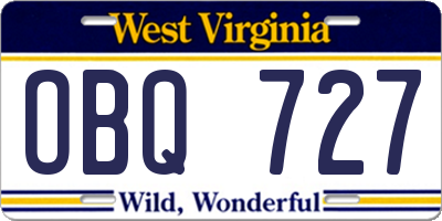 WV license plate OBQ727