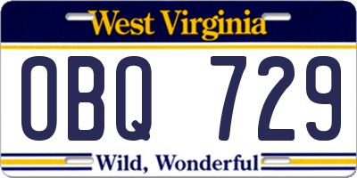 WV license plate OBQ729