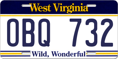 WV license plate OBQ732