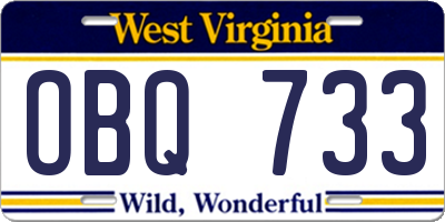 WV license plate OBQ733