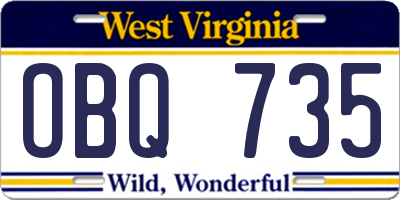 WV license plate OBQ735