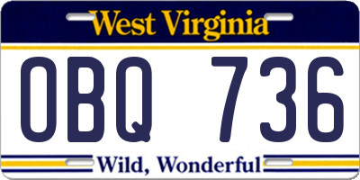 WV license plate OBQ736
