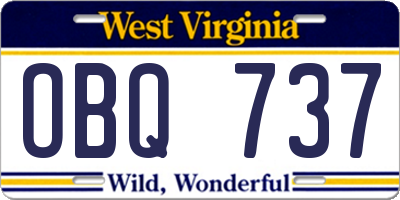 WV license plate OBQ737
