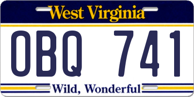 WV license plate OBQ741