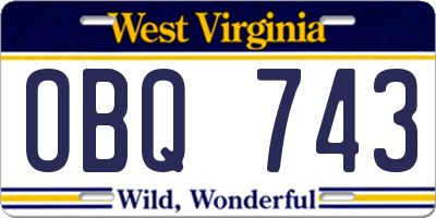 WV license plate OBQ743