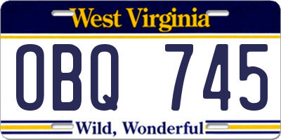 WV license plate OBQ745