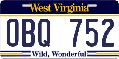 WV license plate OBQ752