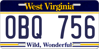 WV license plate OBQ756