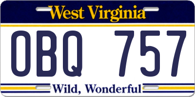 WV license plate OBQ757