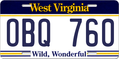 WV license plate OBQ760