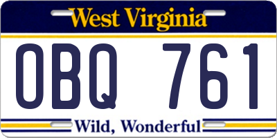 WV license plate OBQ761
