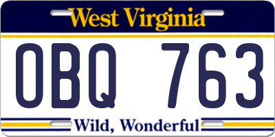 WV license plate OBQ763