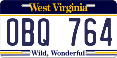 WV license plate OBQ764