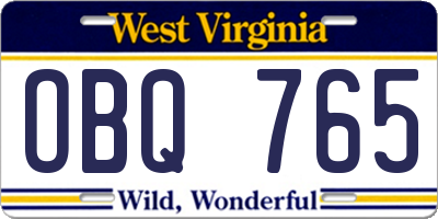 WV license plate OBQ765