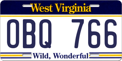 WV license plate OBQ766