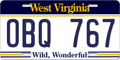 WV license plate OBQ767