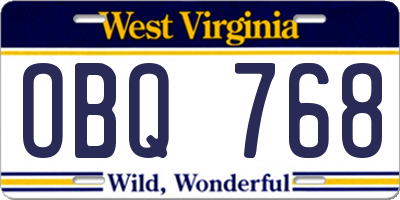 WV license plate OBQ768